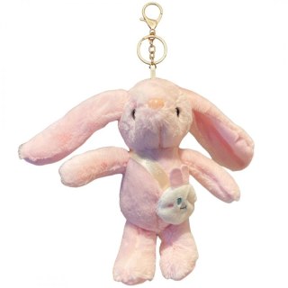 Puchaty Brelok do Kluczy Królik Różowy Pluszowy