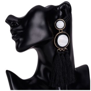 KOLCZYKI CHWOSTY CZARNE K942CZ