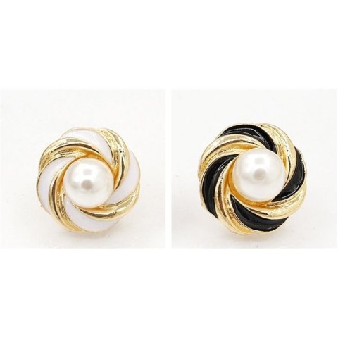 KOLCZYKI ZAWIJASY Z PEREŁKĄ ZŁOTO Z CZERNIĄ K517