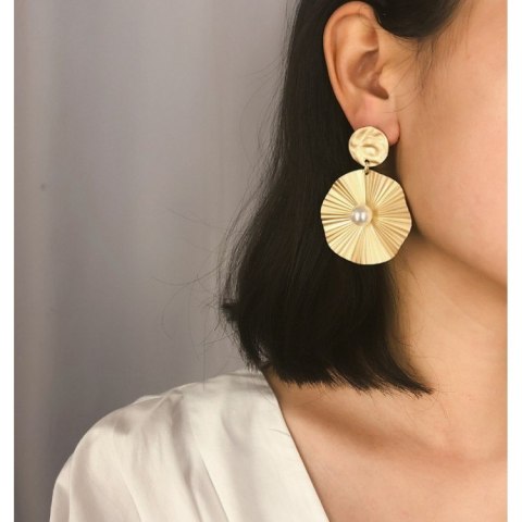 Kolczyki podwójne koła z perłą K1060Z