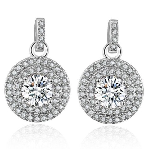 Kolczyki ślubne wiszące z kryształkami KSL04