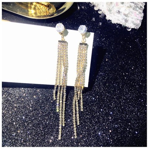 Kolczyki wiszące dżetowe, kryształowe, cyrkonie K1227Z