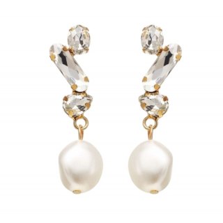 Kolczyki wiszące perły kryształ K1163