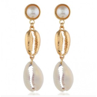 Kolczyki wiszące z muszelką złote K1112