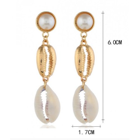Kolczyki wiszące z muszelką złote K1112
