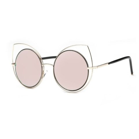 OKULARY LUSTRZANE KOCIE OCZY - RÓŻOWE OK86WZ3