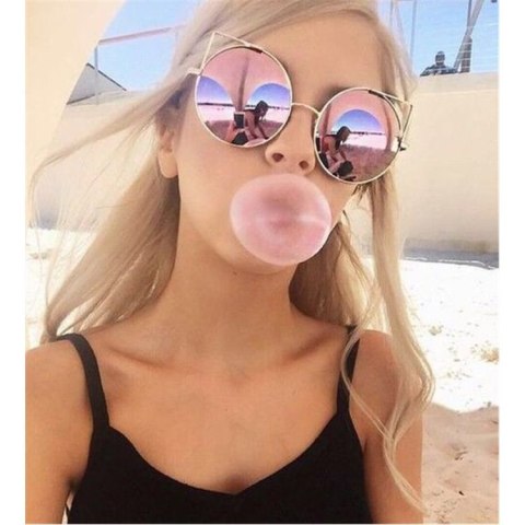 OKULARY LUSTRZANE KOCIE OCZY - RÓŻOWE OK86WZ3