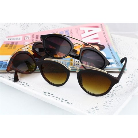 OKULARY PRZECIWSŁONECZNE KOCIE - BRĄZOWE W PANTERKE MATOWE OPRAWKI OK93WZ3