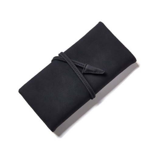 Elegancki czarny portfel damski z miękkiej ekoskóry nubuk