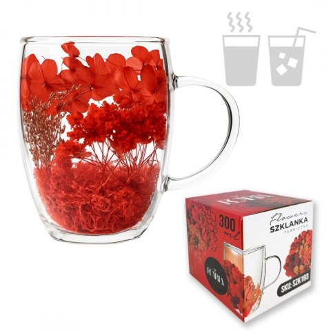 Dekoracyjna szklanka termiczna 300 ml z kwiatami