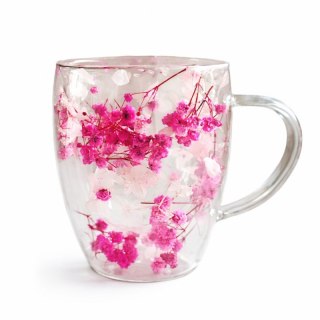 Szklanka Termiczna z Kwiatami w Środku Hortensje i Gipsówka Róż 300 ml SZK149