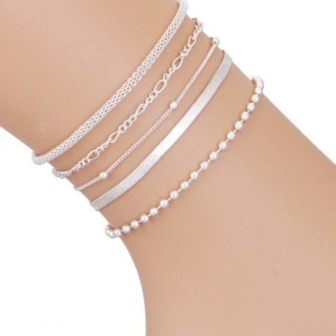 Zestaw bransoletek na stopę 5 sztuk B531