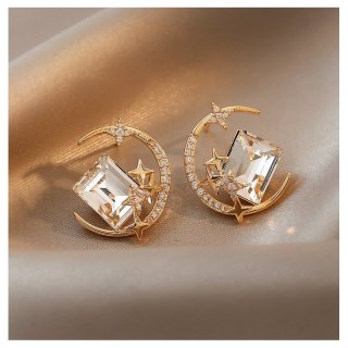 KOLCZYKI przy uchu moon kryształki K1657