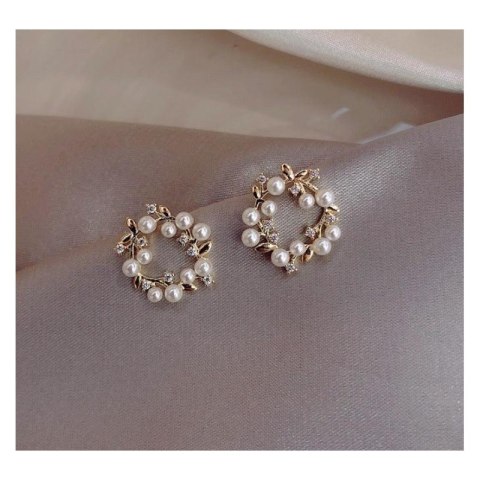 Kolczyki przy uchu delikatne wianiuszki z perełkami K1692