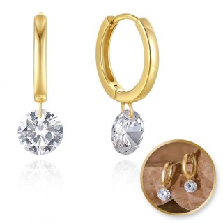 Kolczyki wiszące srebro platerowane 14k złotem, srebro S925 KST3391