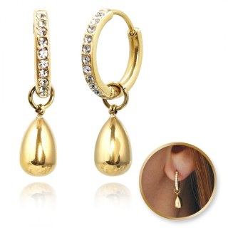 Kolczyki ze stali szlachetnej platerowane 14k złotem ŁEZKI KST3346