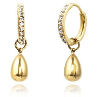 Kolczyki ze stali szlachetnej platerowane 14k złotem ŁEZKI KST3346