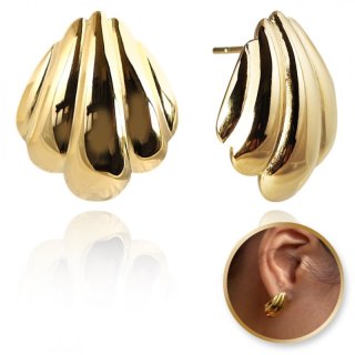 Kolczyki ze stali szlachetnej platerowane 14k złotem, MUSZELKI, sztyft KST3395