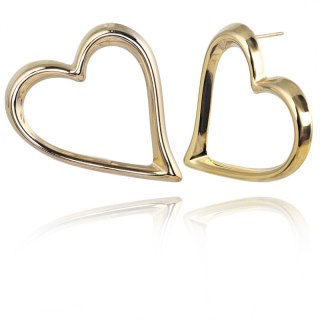 Kolczyki ze stali szlachetnej platerowane 14k złotem SERCA KST3354