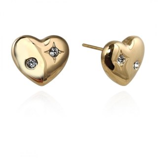 Kolczyki ze stali szlachetnej platerowane 14k złotem, SERCA cyrkonie KST3394
