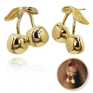 Kolczyki ze stali szlachetnej platerowane 14k złotem WISIENKI KST3356