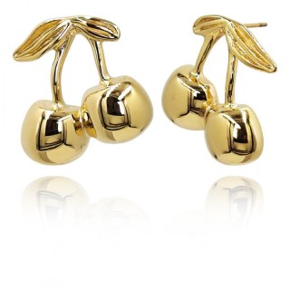 Kolczyki ze stali szlachetnej platerowane 14k złotem WISIENKI KST3356