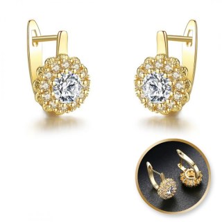 Kolczyki ze stali szlachetnej pozłacane 14k złotem, cyrkonie KST2858