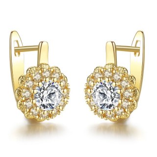 Kolczyki ze stali szlachetnej pozłacane 14k złotem, cyrkonie KST2858