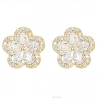 Kolczyki ze stali szlachetnej pozłacanej 14k złotem, cyrkonie, sztyft srebro S925 KST3338