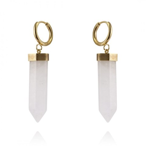 Kolczyki ze stali szlachetnej pozłacanej 14k złotem kryształ górski KST2904B