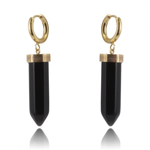 Kolczyki ze stali szlachetnej pozłacanej 14k złotem kryształ górski KST2904CZ