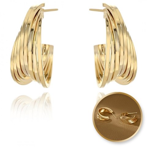 Kolczyki ze stali szlachetnej pozłacanej 14k złotem, sztyft srebro S925 KST3404