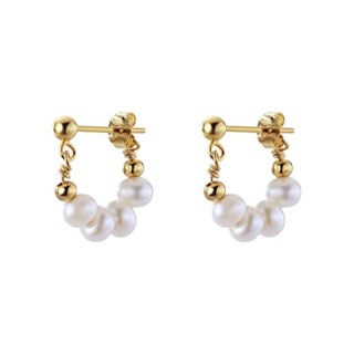 Kolczyki ze stali szlachetnej pozłacanej 14k złotem, sztyft srebro S925, perły KST3405