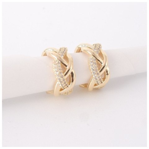 Kolczyki ze stali szlachetnej pozłacanej 14k złotem z cyrkoniami, sztyft srebro S925 KST3327