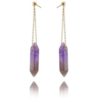 Kolczyki ze stali szlachetnej pozłacanej kryształ górski KST2911