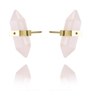 Kolczyki ze stali szlachetnej pozłacanej kryształ górski KST2912R