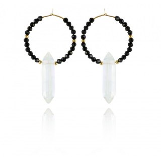 Kolczyki ze stali szlachetnej pozłacanej kryształ górski KST2943