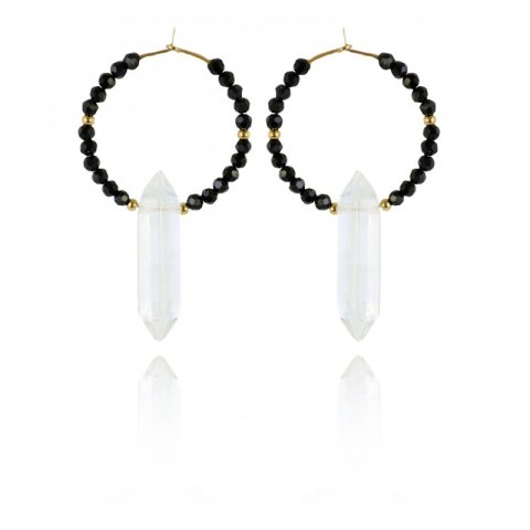 Kolczyki ze stali szlachetnej pozłacanej kryształ górski KST2943