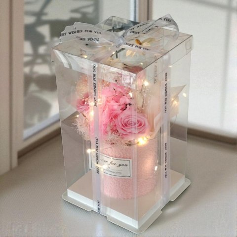 Bukiet zapachowych kwiatów mydlanych w pudełku na prezent, świecące LED BUK21