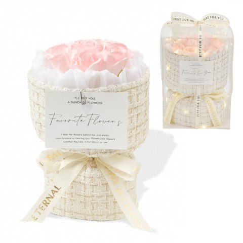 Bukiet zapachowych kwiatów mydlanych w pudełku na prezent, świecące LED BUK22