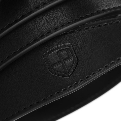 Czarny, szeroki pasek męski wykonany ze skóry naturalnej - Peterson