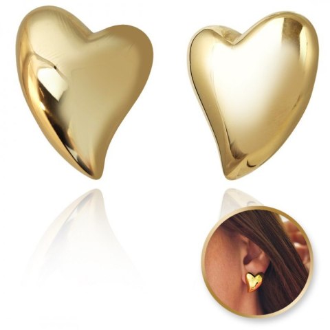 Kolczyki ze stali szlachetnej platerowane 14k złotem SERCA duże KST3383