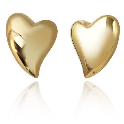 Kolczyki ze stali szlachetnej platerowane 14k złotem SERCA duże KST3383