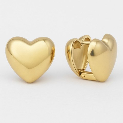 Kolczyki ze stali szlachetnej platerowane 14k złotem, dwustronne serca KST3412