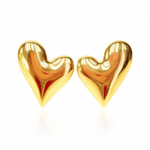 Kolczyki ze stali szlachetnej pozłacane 14k złotem Serca KST3456