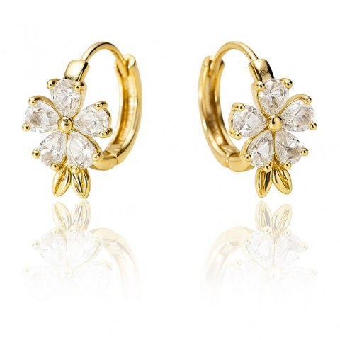 Kolczyki ze stali szlachetnej pozłacane 14k złotem, cyrkonie kwiatuszki KST3490