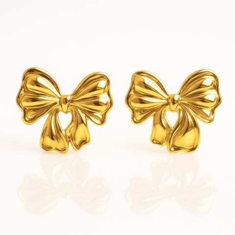 Kolczyki ze stali szlachetnej pozłacane 14k złotem, kokardki KST3476