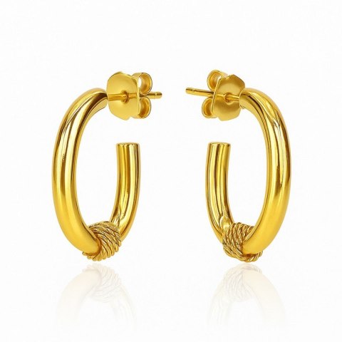 Kolczyki ze stali szlachetnej pozłacane 14k złotem, okrągłe KST3462