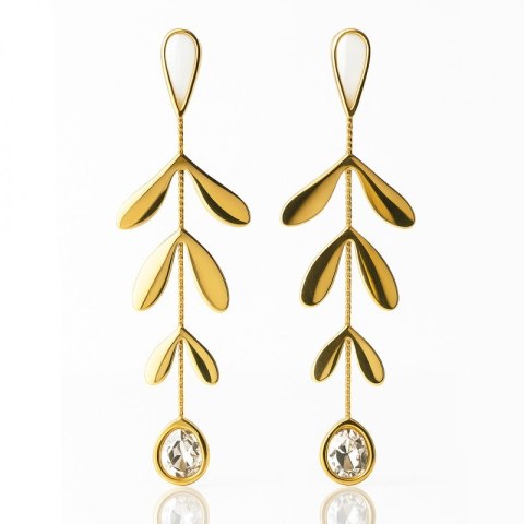 Kolczyki ze stali szlachetnej pozłacane 14k złotem, wiszące cyrkonie KST3439