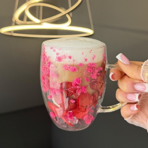 Szklanka Termiczna z Kwiatami w Środku Gipsówka Róż 300 ml SZK204